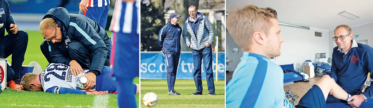 Dr. med. Ulrich Schleicher bei seiner Tätigkeit für Hertha BSC